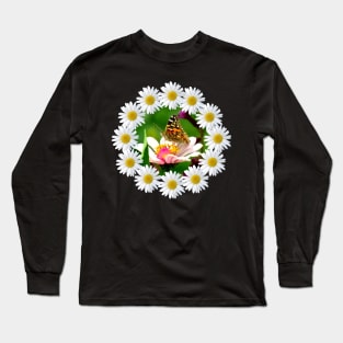 daisies flowerpattern butterfly insect daisy bloom Long Sleeve T-Shirt